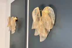 Best Pamono Vintage Gold Murano Glass Petal Wall Sconces from Rondini, 1990s, Set of 2