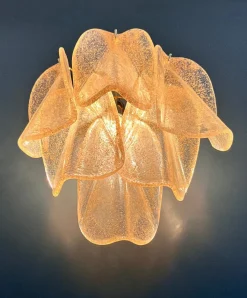 Best Pamono Vintage Gold Murano Glass Petal Wall Sconces from Rondini, 1990s, Set of 2