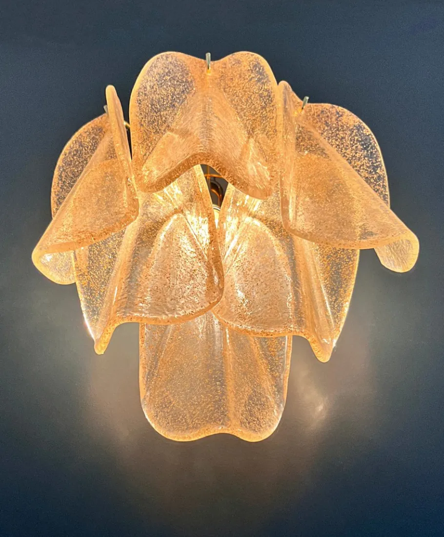 Best Pamono Vintage Gold Murano Glass Petal Wall Sconces from Rondini, 1990s, Set of 2