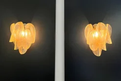 Best Pamono Vintage Gold Murano Glass Petal Wall Sconces from Rondini, 1990s, Set of 2