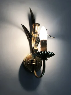 Pamono Vintage Golden Wheat Ear Wall Lights from Maison Masca, Florence, 1970s