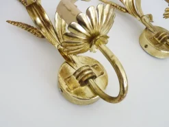 Pamono Vintage Golden Wheat Ear Wall Lights from Maison Masca, Florence, 1970s