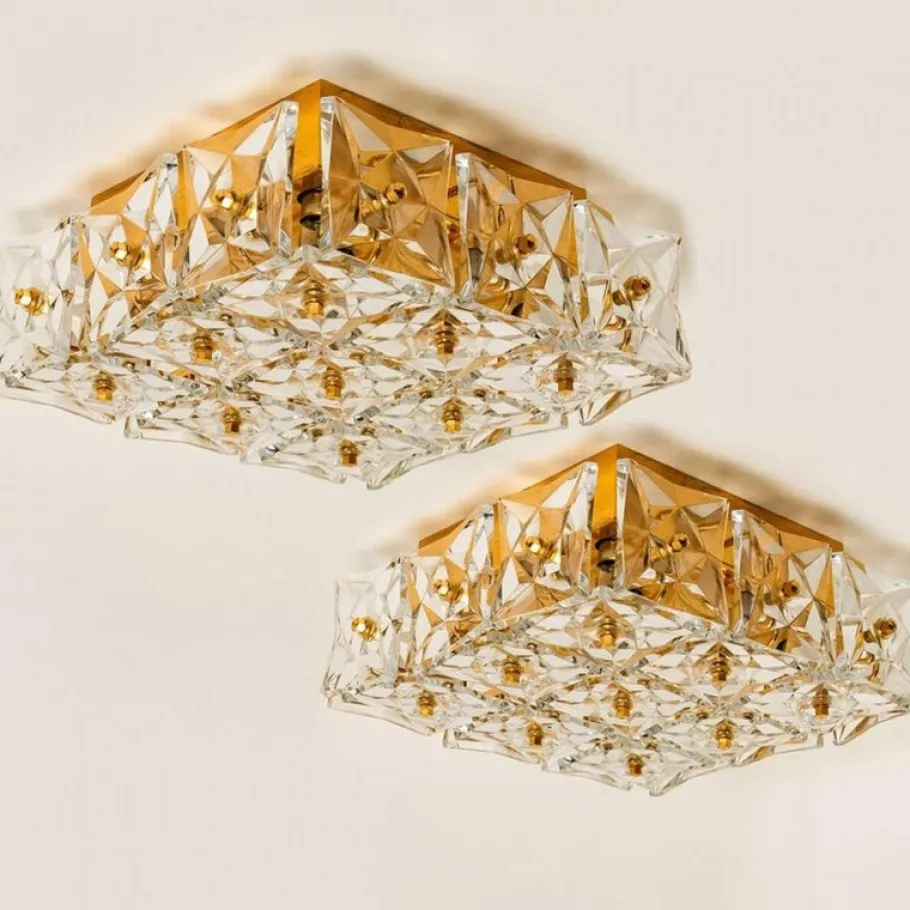 Discount Pamono Vintage Gold-Plated Crystal Glass Wall Light by Kinkeldey, 1970s