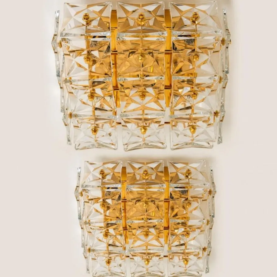 Discount Pamono Vintage Gold-Plated Crystal Glass Wall Light by Kinkeldey, 1970s