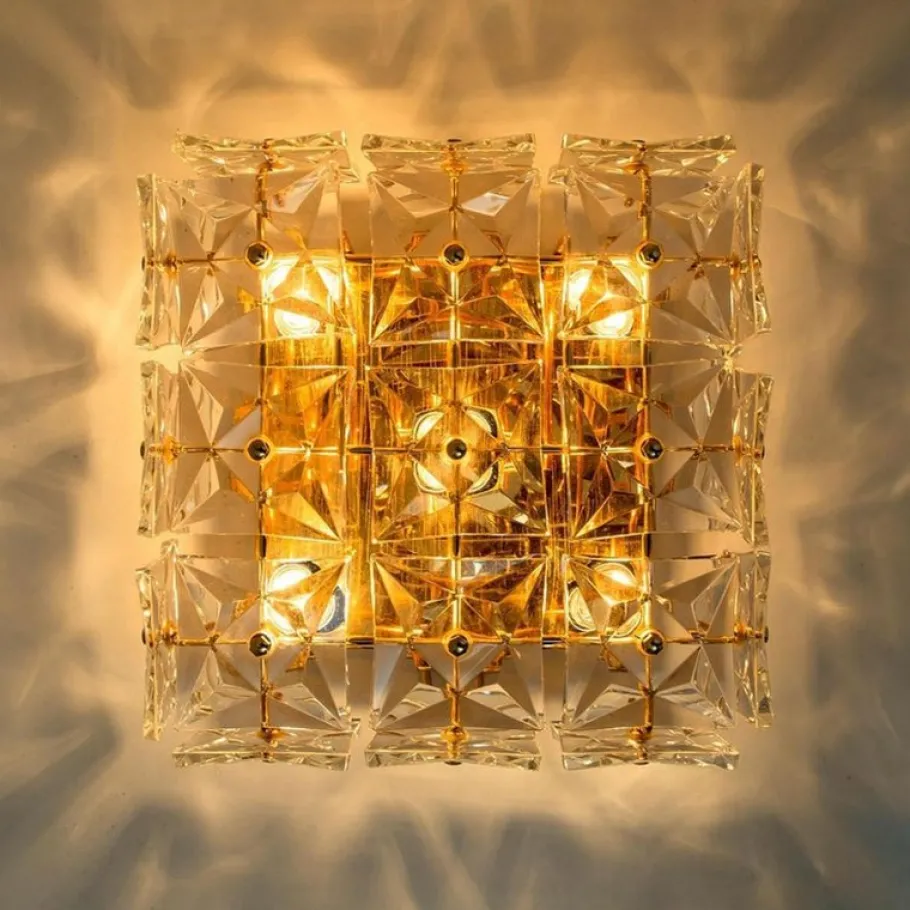 Discount Pamono Vintage Gold-Plated Crystal Glass Wall Light by Kinkeldey, 1970s