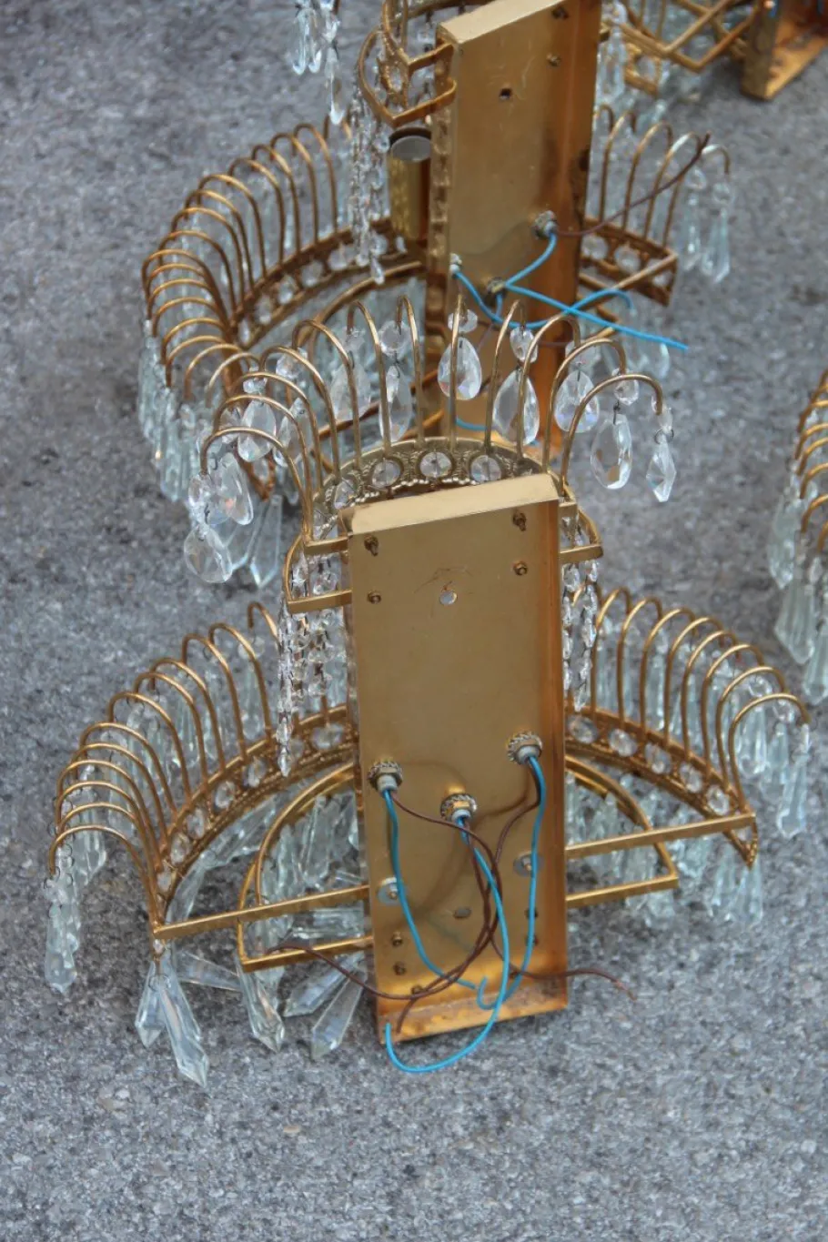 Sale Pamono Vintage Gold-Plated Swarovski Crystal Wall Lights, 1970s, Set of 6