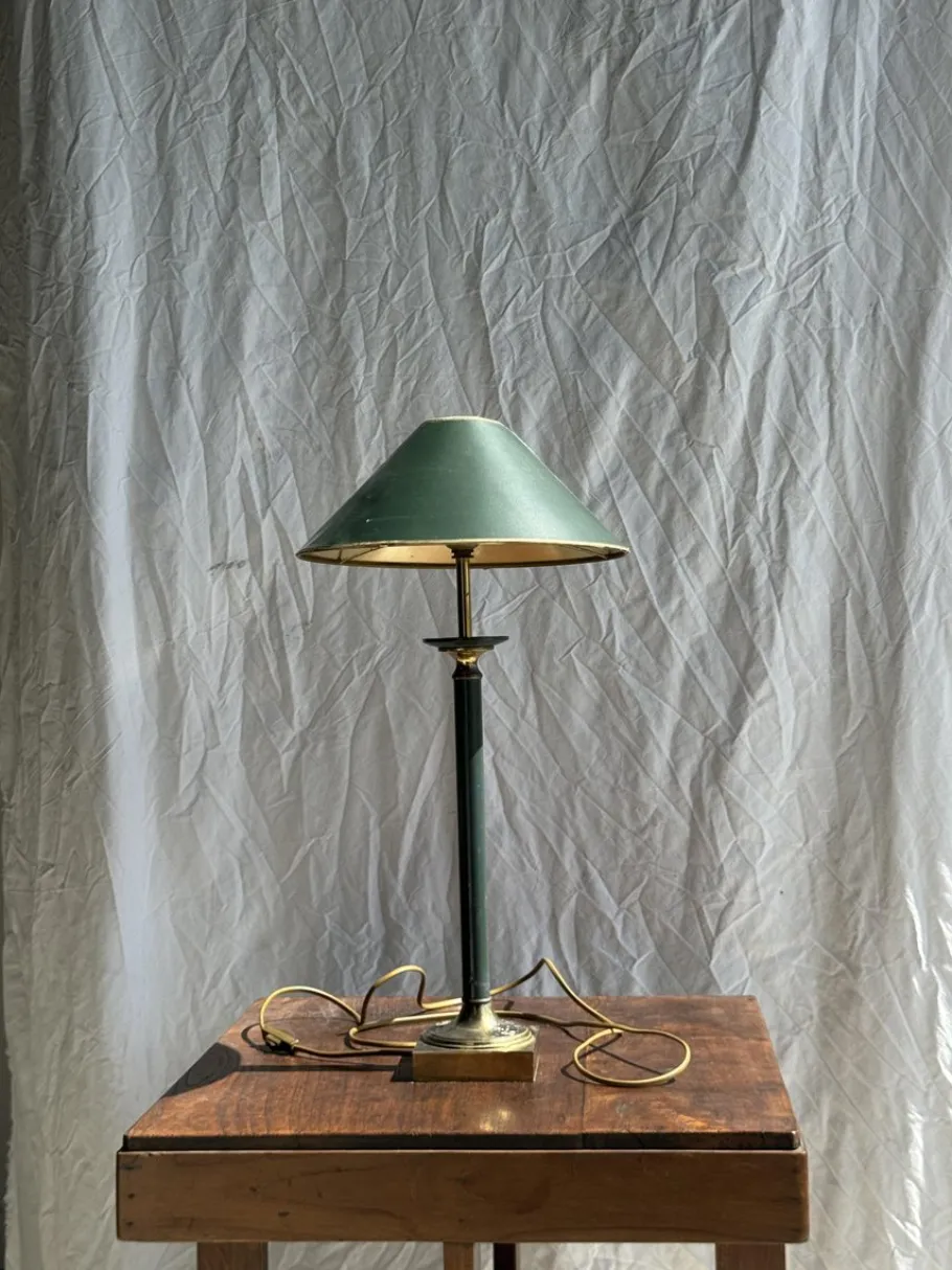 Discount Pamono Vintage Green and Gold Table Lamp, 1980s