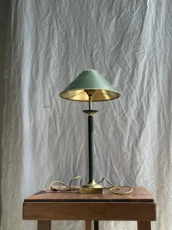 Discount Pamono Vintage Green and Gold Table Lamp, 1980s