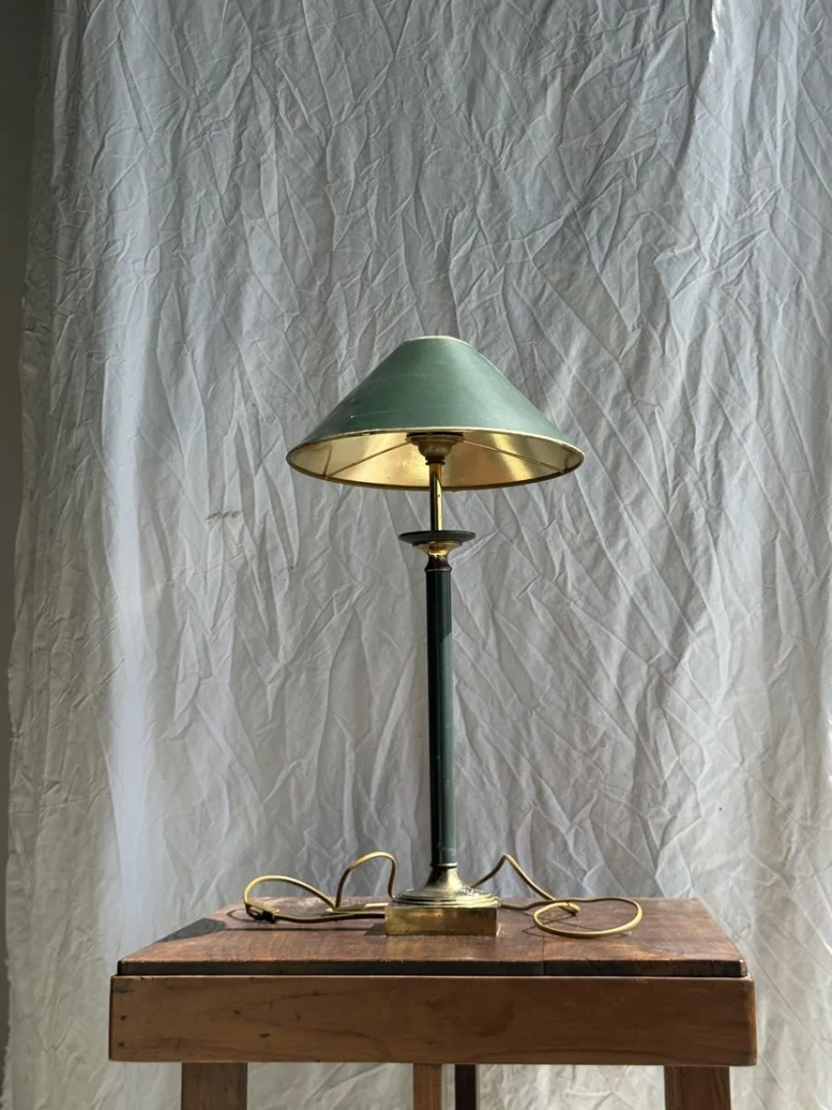 Discount Pamono Vintage Green and Gold Table Lamp, 1980s