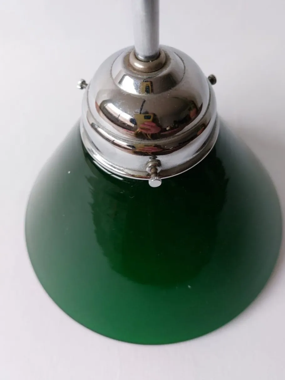 New Pamono Vintage Green Ceiling Lamp