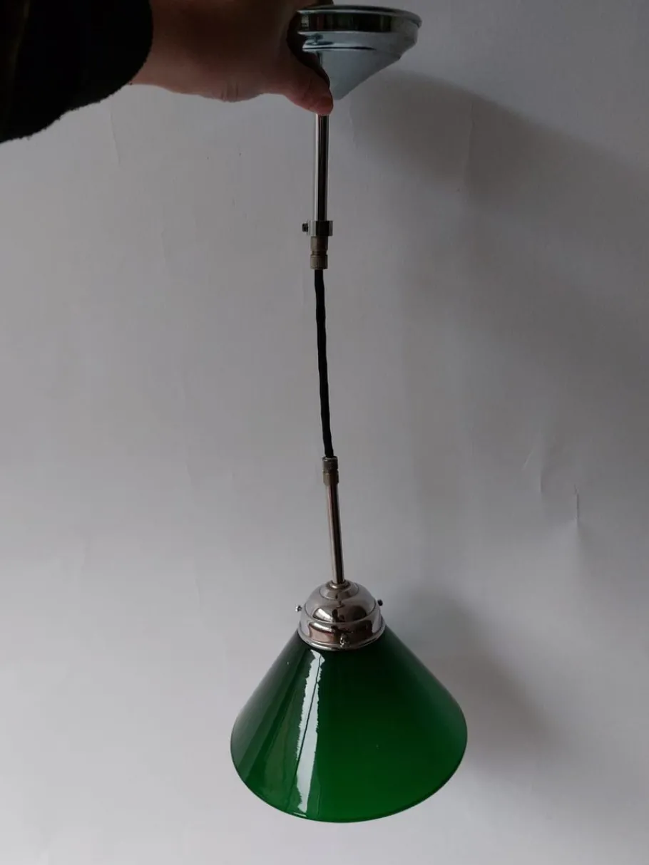 New Pamono Vintage Green Ceiling Lamp