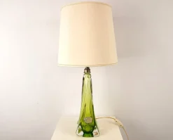 Clearance Pamono Vintage Green Crystal Lamp Base from Val Saint Lambert, 1960s