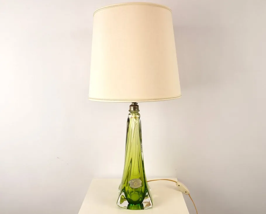Clearance Pamono Vintage Green Crystal Lamp Base from Val Saint Lambert, 1960s