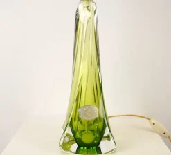 Clearance Pamono Vintage Green Crystal Lamp Base from Val Saint Lambert, 1960s