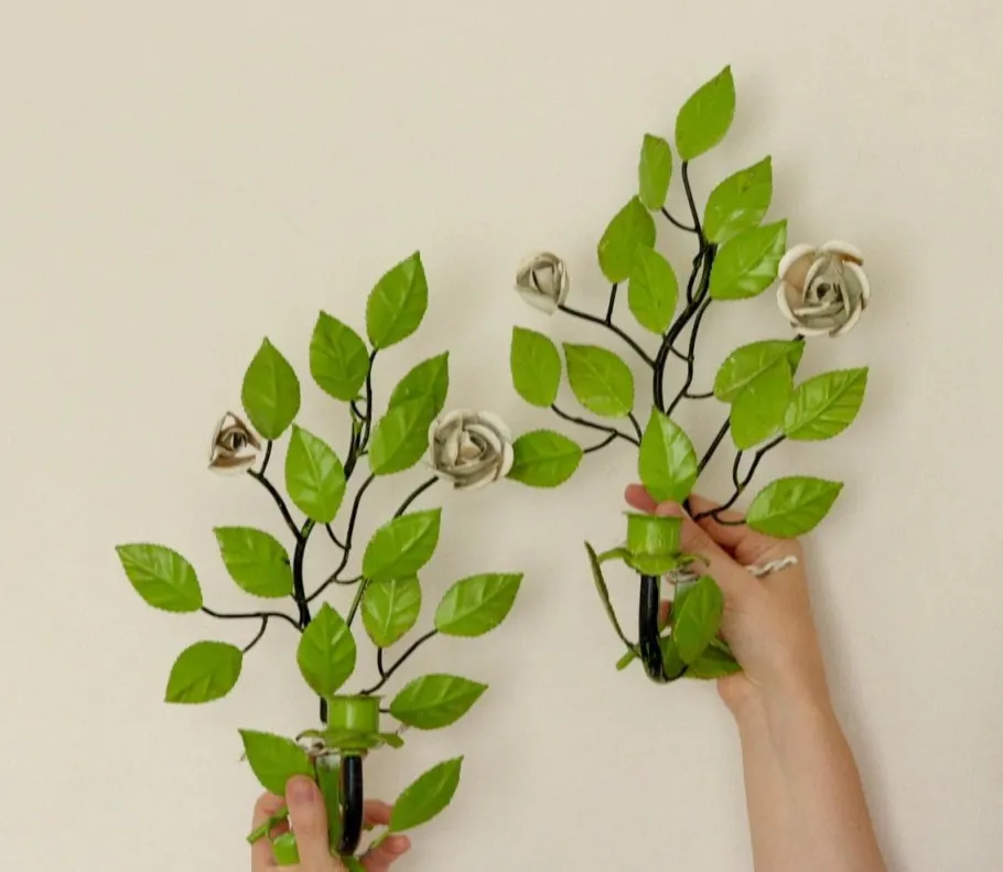 Best Pamono Vintage Green Metal Wall Sconce, Set of 2