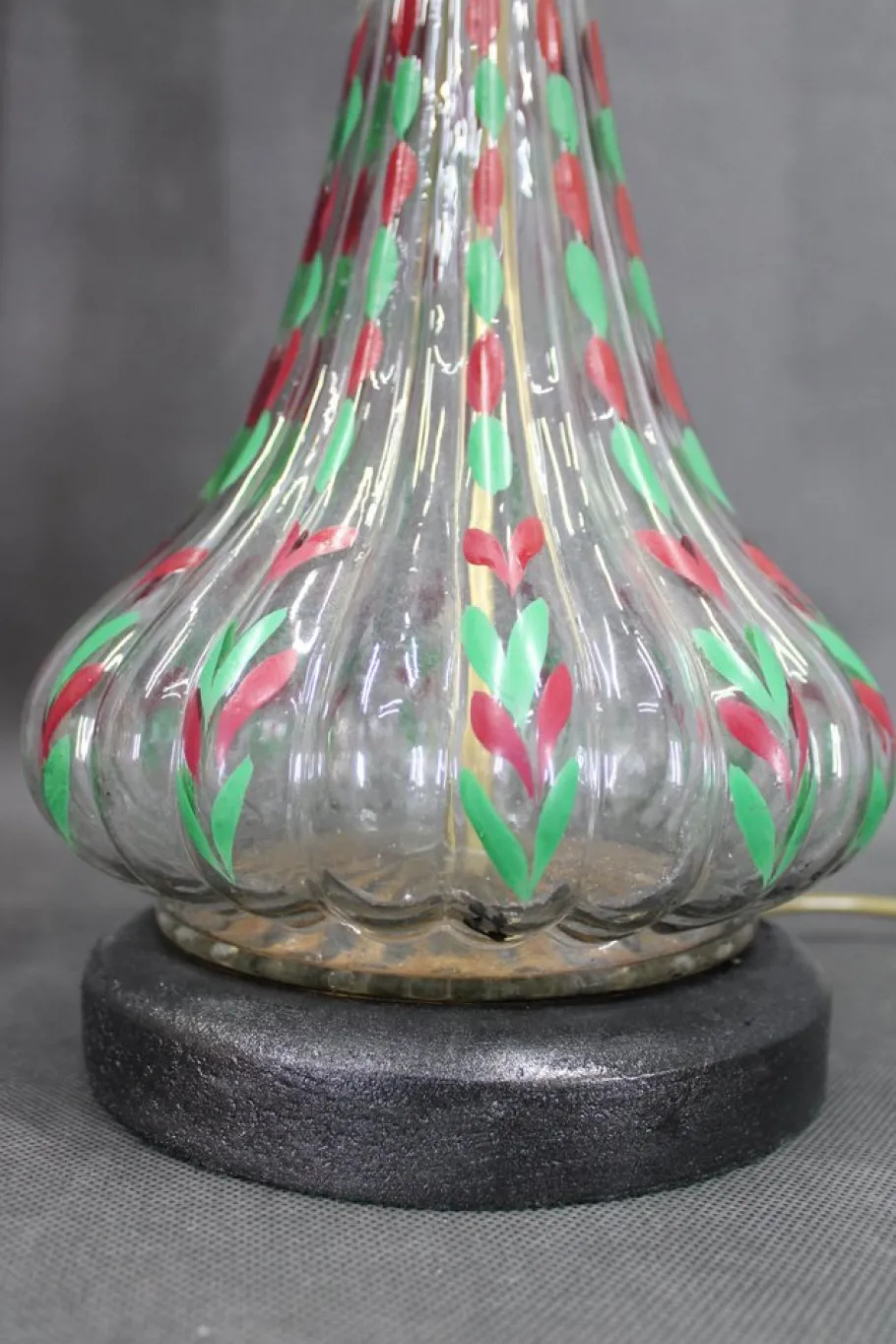 Best Pamono Vintage Hand Painted Glass Table Lamps with New Fabric Shade, 1960s, Set of 2