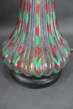 Best Pamono Vintage Hand Painted Glass Table Lamps with New Fabric Shade, 1960s, Set of 2