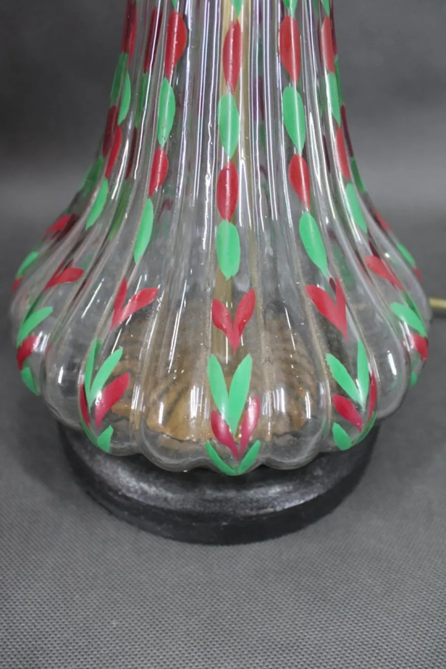 Best Pamono Vintage Hand Painted Glass Table Lamps with New Fabric Shade, 1960s, Set of 2