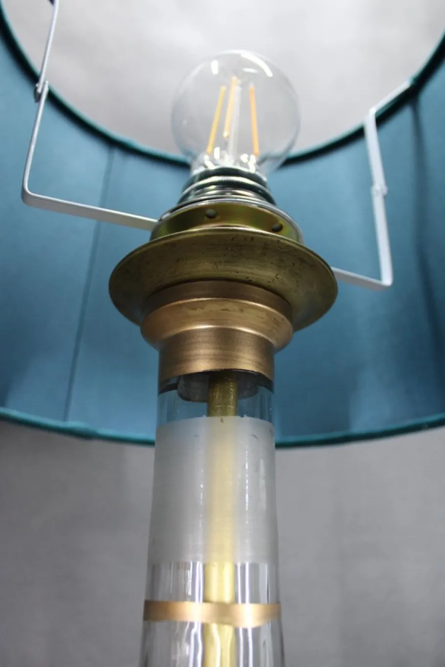 Best Pamono Vintage Hand Painted Glass Table Lamps with New Fabric Shade, 1960s, Set of 2