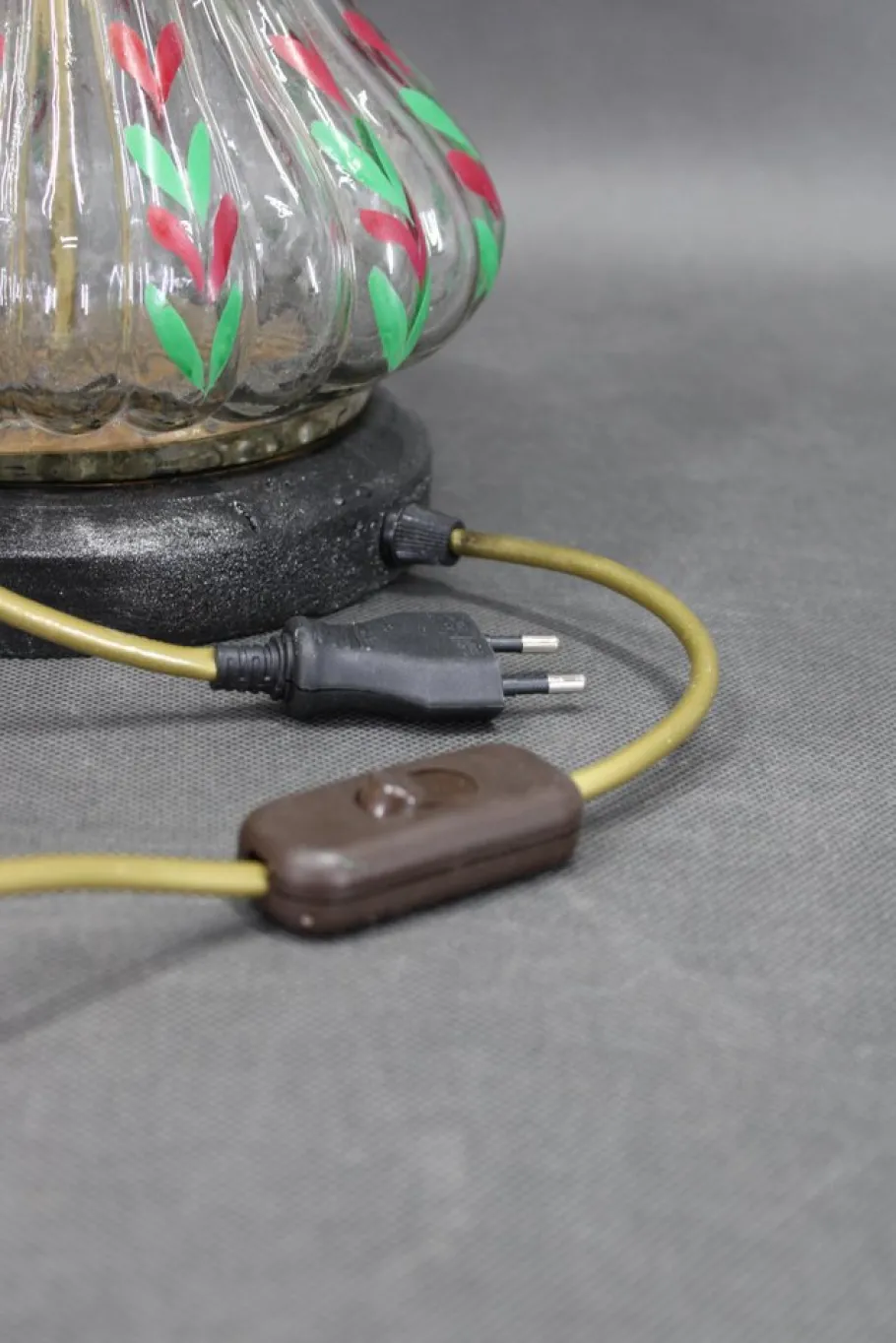 Best Pamono Vintage Hand Painted Glass Table Lamps with New Fabric Shade, 1960s, Set of 2