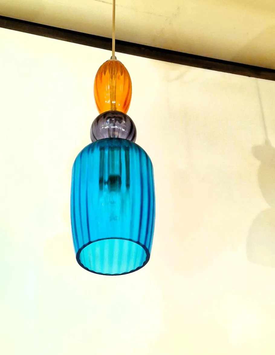 New Pamono Vintage Handcrafted Lantern Lamp with Hand-Blown Murano Glass, 1961