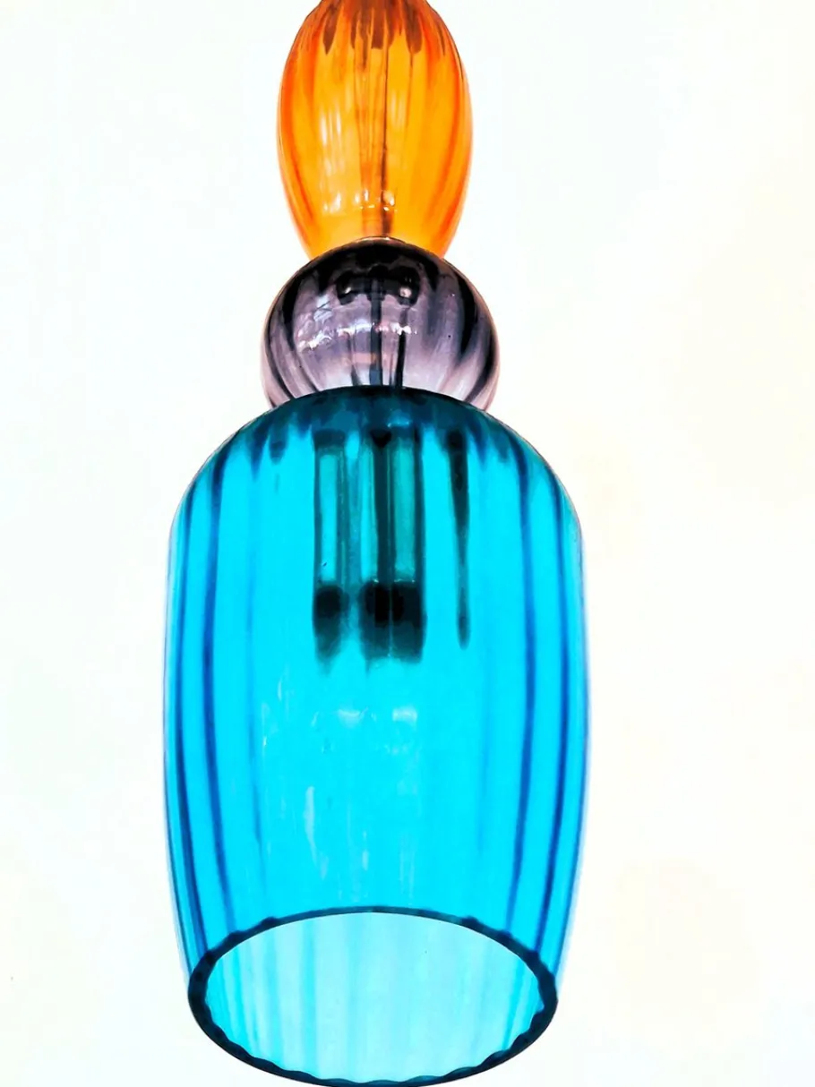 New Pamono Vintage Handcrafted Lantern Lamp with Hand-Blown Murano Glass, 1961