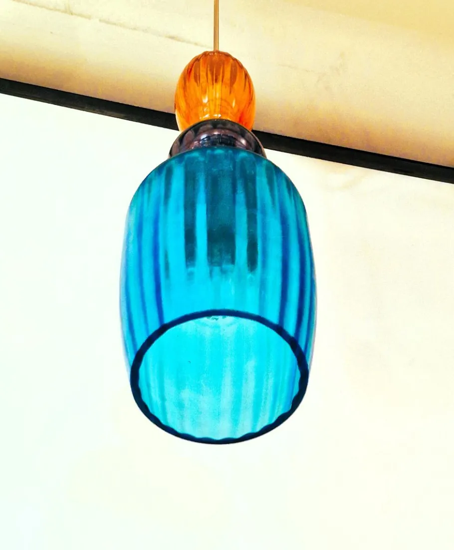 New Pamono Vintage Handcrafted Lantern Lamp with Hand-Blown Murano Glass, 1961