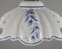 Hot Pamono Vintage Hand-Painted Portuguese Blue & White Pottery Pendant Lamp, 1970s