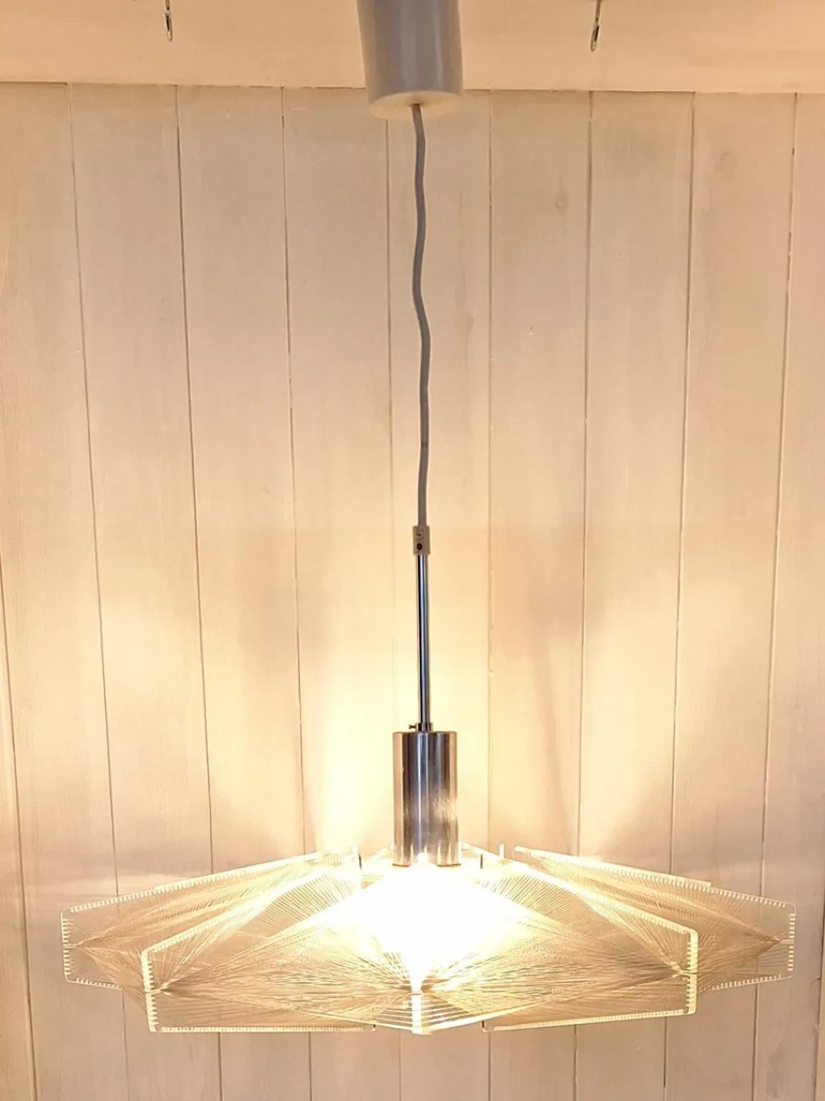 New Pamono Vintage Hanging Lamp in Acrylic Glass by Paul Secon for Sompex, 1970s