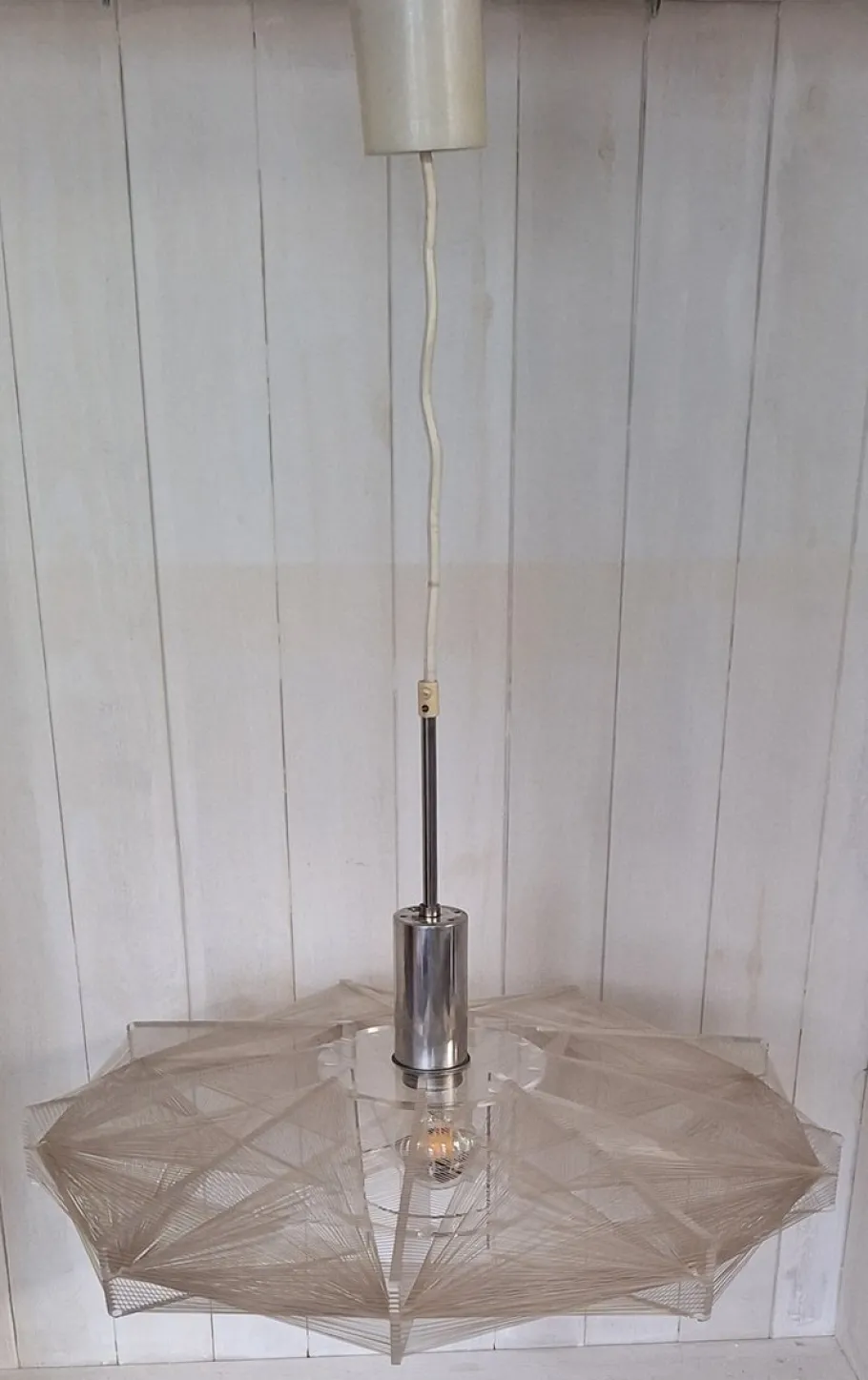 New Pamono Vintage Hanging Lamp in Acrylic Glass by Paul Secon for Sompex, 1970s