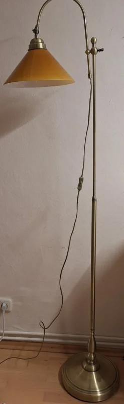 Sale Pamono Vintage Height-Adjustable Floor Lamp with Metal Frame and Yellow Glass Shade, 1980s