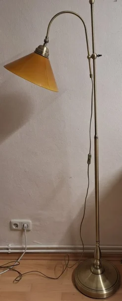 Sale Pamono Vintage Height-Adjustable Floor Lamp with Metal Frame and Yellow Glass Shade, 1980s