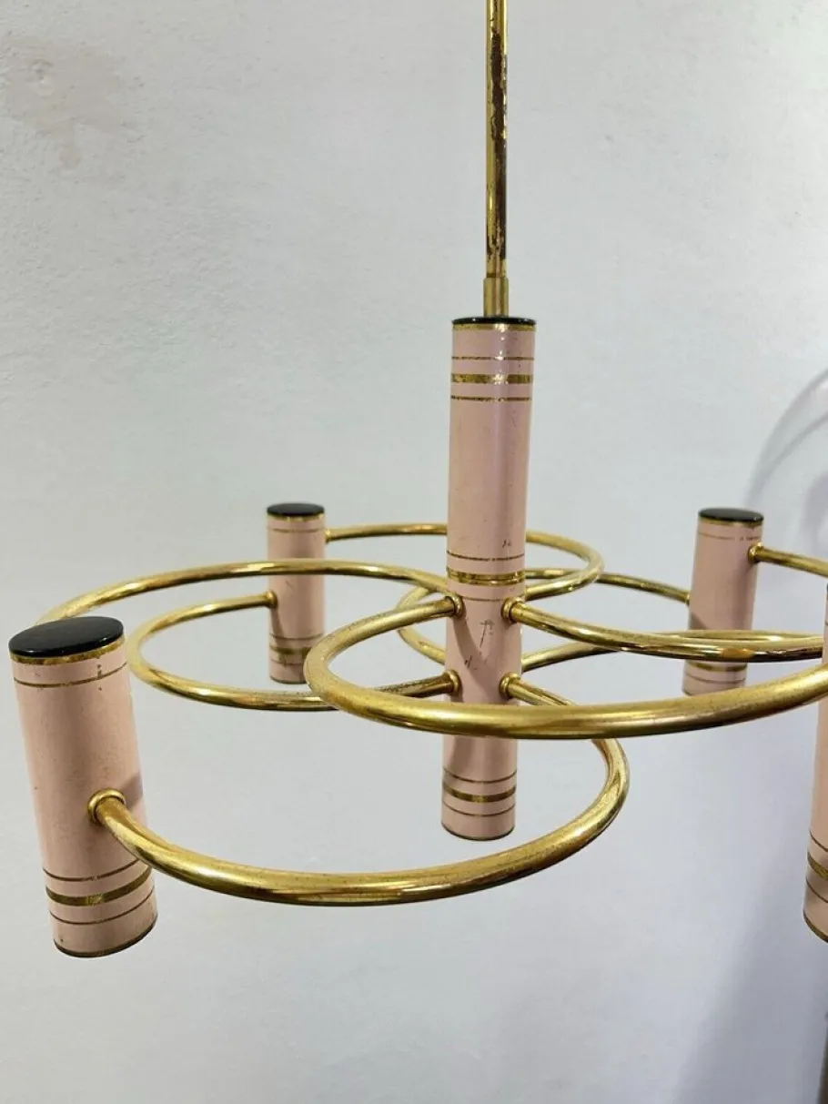 Discount Pamono Vintage Hollywood Regency Geometric Chandelier by Gaetano Sciolari, 1970s