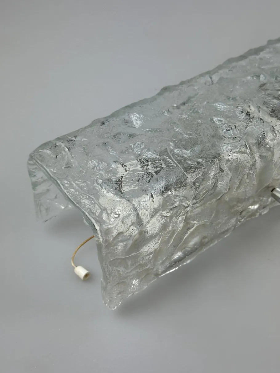 New Pamono Vintage Ice Glass Wall Lamp by J.T. Kalmar, 1960s