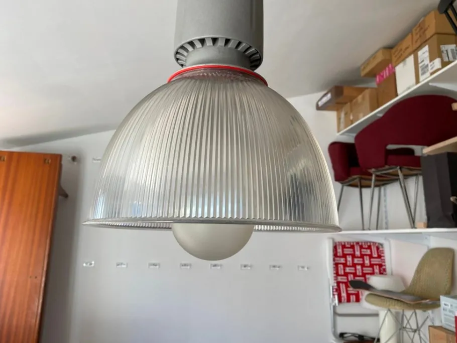 New Pamono Vintage Industrial Aluminum Diffuser Methacrylate Suspension Lamp, 1970s