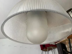 New Pamono Vintage Industrial Aluminum Diffuser Methacrylate Suspension Lamp, 1970s