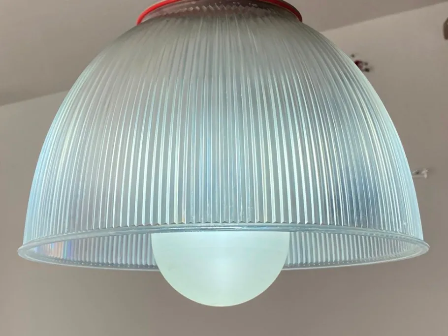 New Pamono Vintage Industrial Aluminum Diffuser Methacrylate Suspension Lamp, 1970s