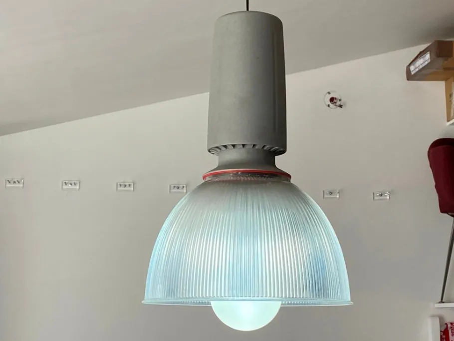 New Pamono Vintage Industrial Aluminum Diffuser Methacrylate Suspension Lamp, 1970s
