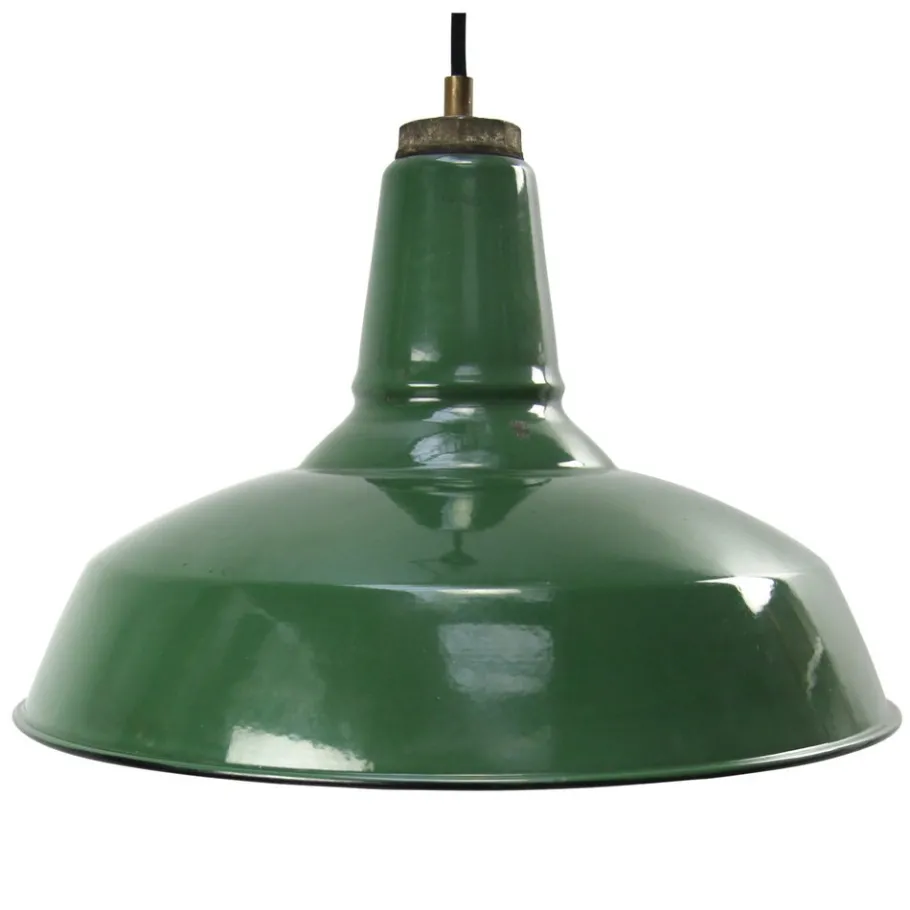 New Pamono Vintage Industrial American Green Enamel Pendant Lights by Benjamin for Benjamin Electric Manufacturing Company