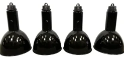 Discount Pamono Vintage Industrial Bauhaus Black Enamel Pendant Lamps from Elektrosvit, 1960s, Set of 4