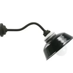 Pamono Vintage Industrial Black Enamel, Porcelain & Opaline Glass Wall Light