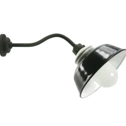 Pamono Vintage Industrial Black Enamel, Porcelain & Opaline Glass Wall Light
