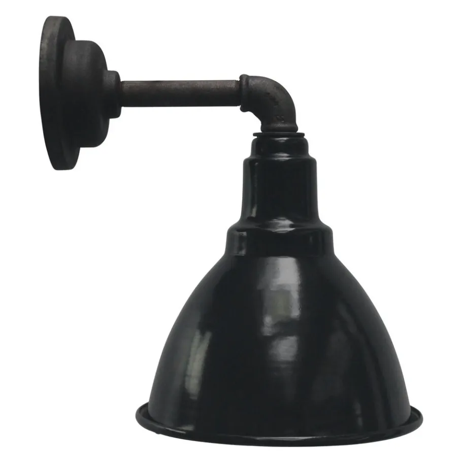 New Pamono Vintage Industrial Black Enamel & Cast Iron Wall Light
