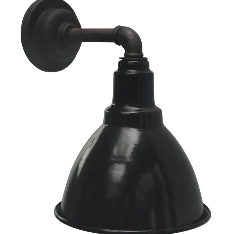 New Pamono Vintage Industrial Black Enamel & Cast Iron Wall Light