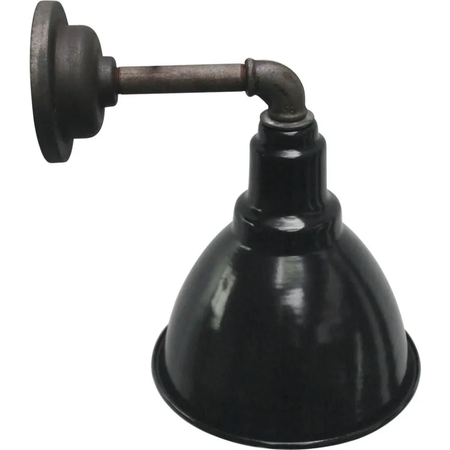 New Pamono Vintage Industrial Black Enamel & Cast Iron Wall Light