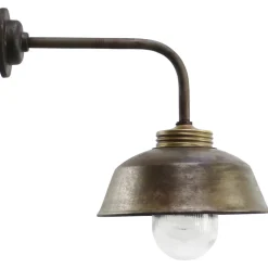 Best Pamono Vintage Industrial Brass with Clear Striped Glass Wall Light