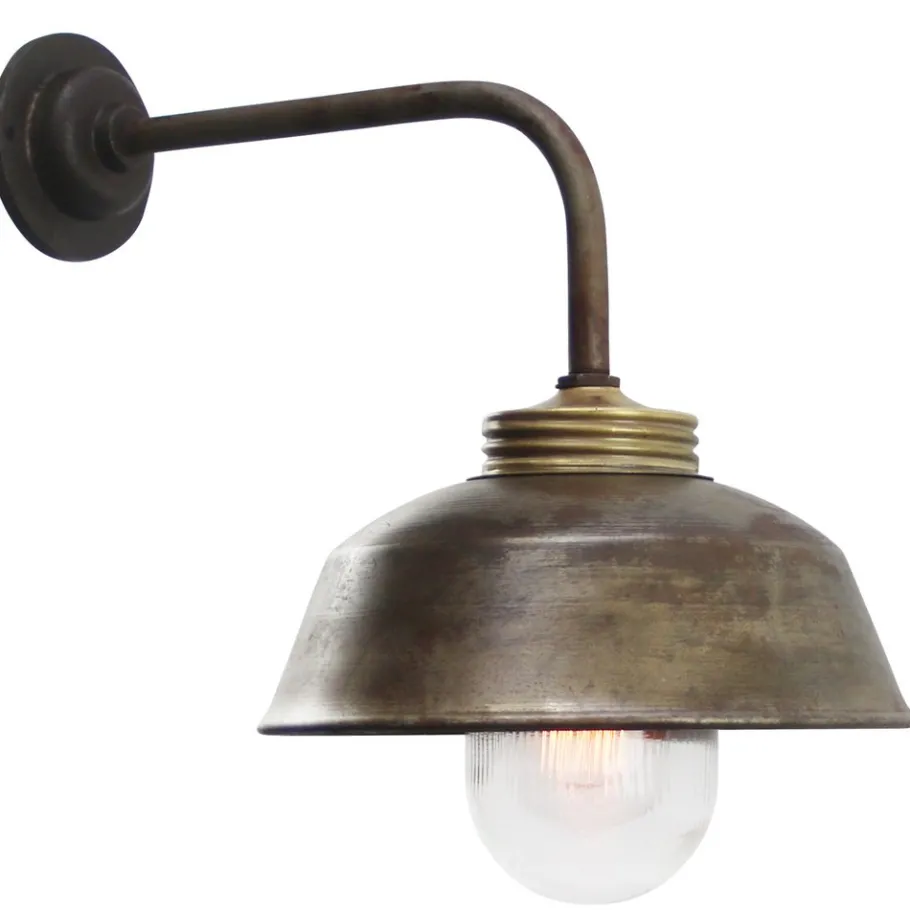 Best Pamono Vintage Industrial Brass with Clear Striped Glass Wall Light