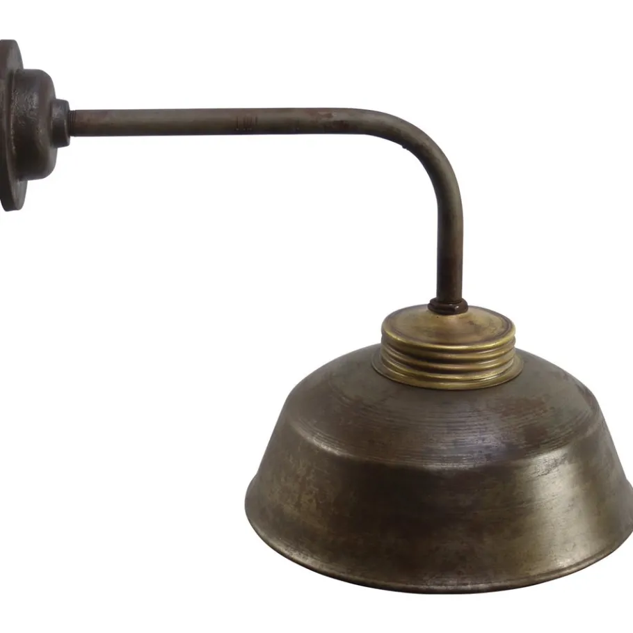 Best Pamono Vintage Industrial Brass with Clear Striped Glass Wall Light