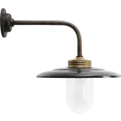 Discount Pamono Vintage Industrial Brass and Glass Wall Light in Black Enamel