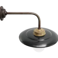 Discount Pamono Vintage Industrial Brass and Glass Wall Light in Black Enamel